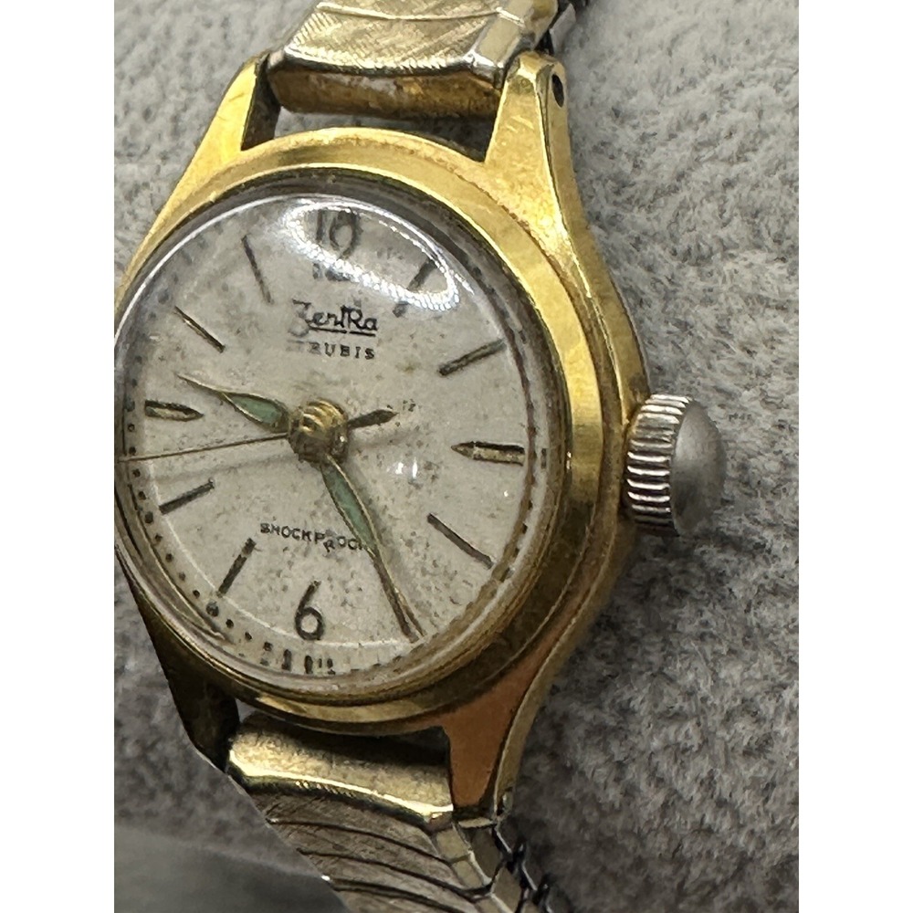 Zentra Womens Gold Plated Watch Manual Wind 22MM 6" Shockproof Y - Picture 2 of 8